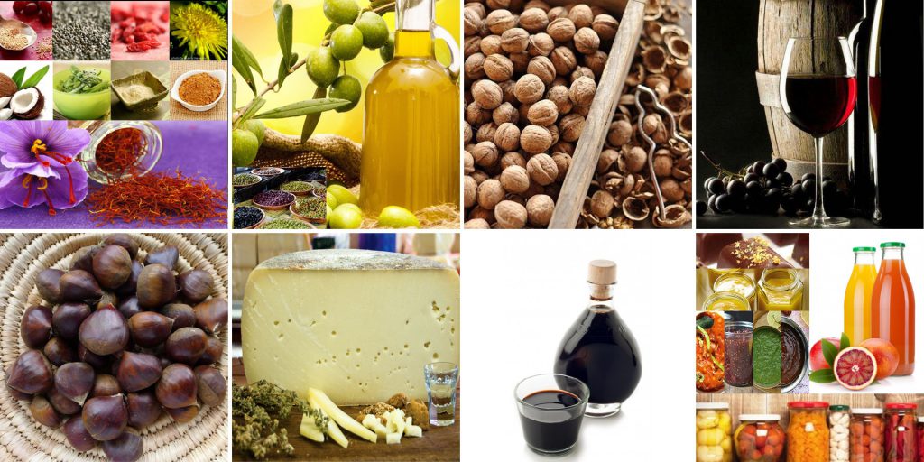A selection of Greek specialty foods